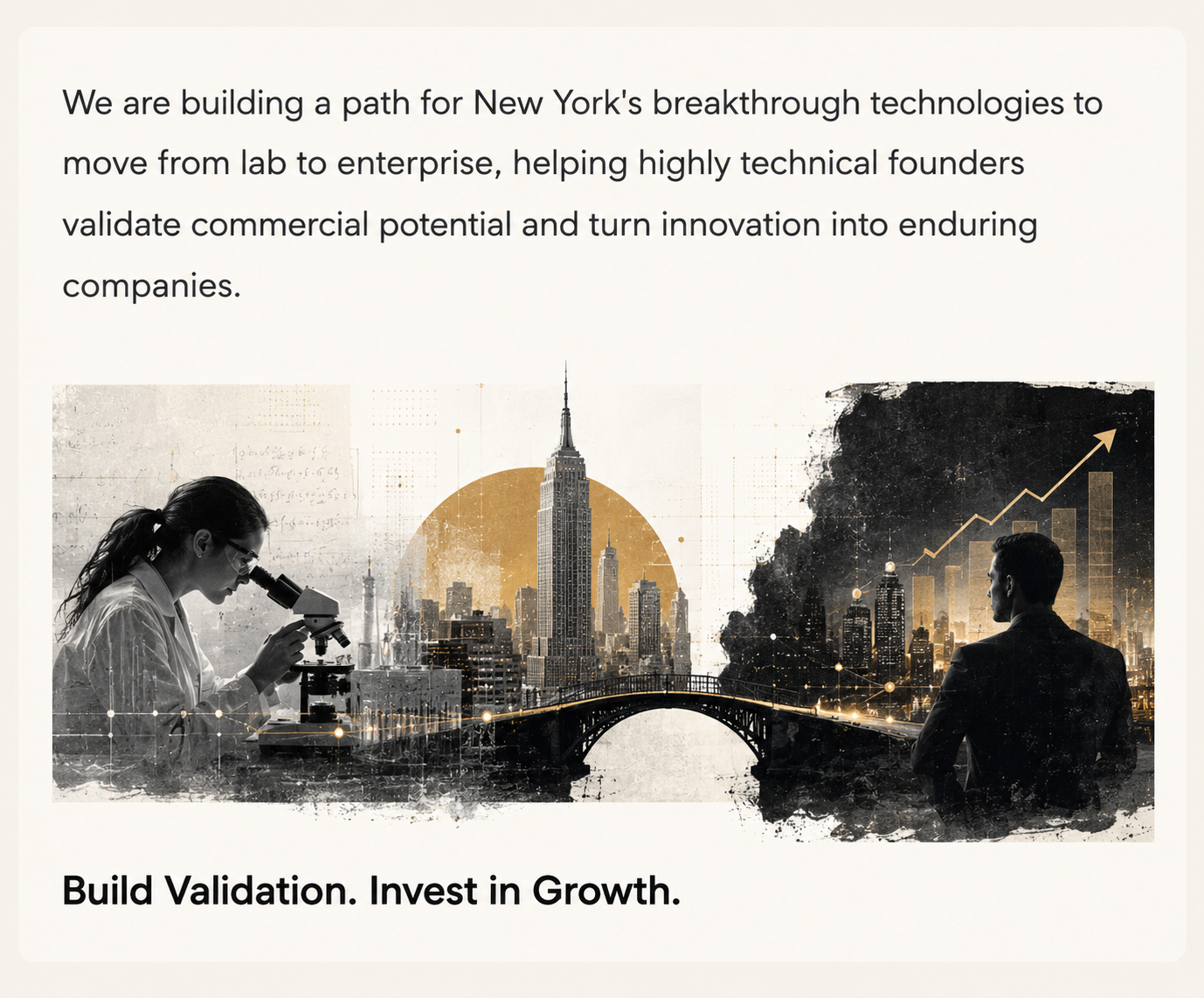 UPNY Ventures mission: building a path for New York's breakthrough technologies to move from lab to enterprise.